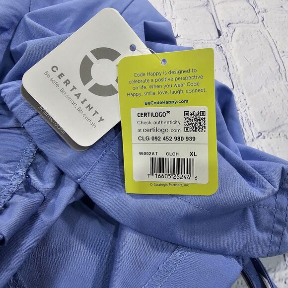 Code Happy Bliss Certainty Mid Rise Flare Drawstring Blue Scrub Pants WOMENS XL - Picture 6 of 11